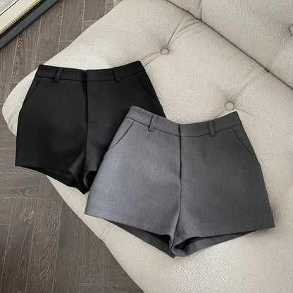 Elegant Solid A-Line Wide Leg Shorts Fashion Women 2025 New Summer High Waist Korean Pants Casual Office Lady Commute Outfits
