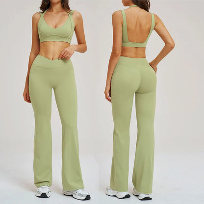 2 Piece Yoga Clothes Women's Sexy Wear Sexy Sport Bra High Waist Flared Pant Fitness Suit Gym Workout Jogging Sports Yoga Set