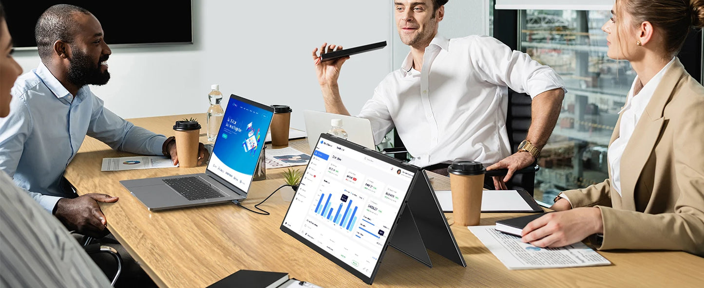 UPERFECT 15.6' Stacked Foldable Dual Monitor FHD 100% SRGB Laptop Screen Extender Portable Monitor for Windows Mac OS with Stand