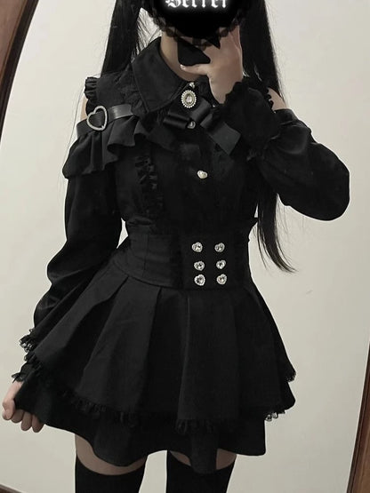 Gothic Women's Clothing Shirt Long Sleeve Lolita Blouse Japanese Bow Tie Sweet Cute Tops Design Streetwear Y2k Retro Blouse New