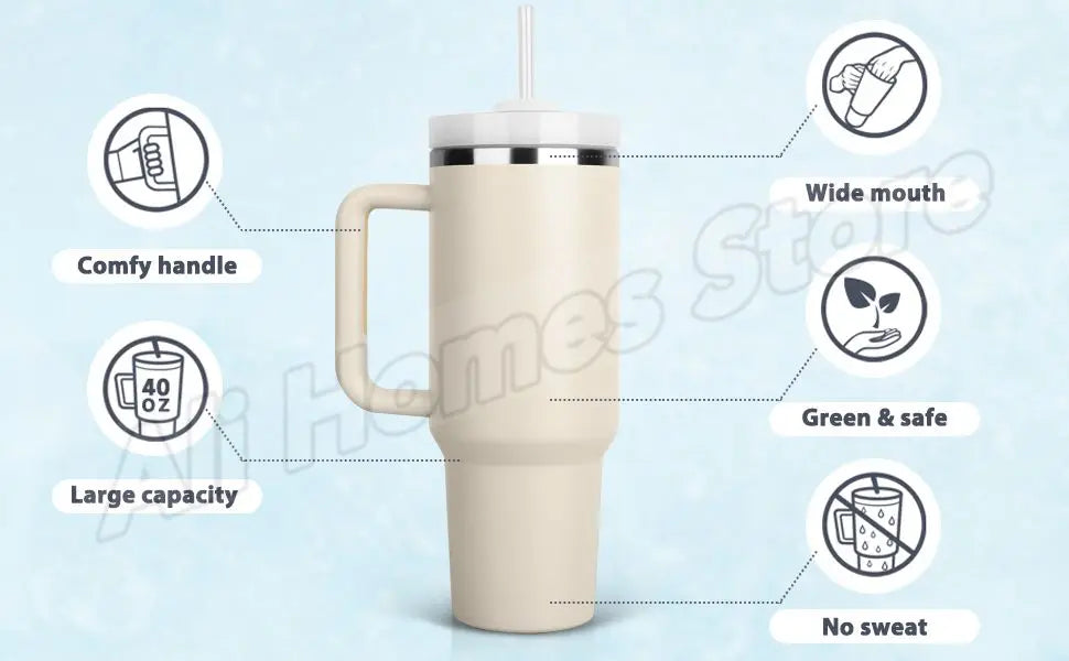Thermal Mug 1200ml 40oz Handle Tumbler Insulated Car Travel Mug Vacuum Sublimation Stainless Steel H2.0 Flow State Tumbler Cup