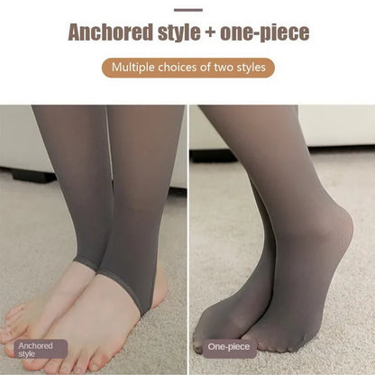 New Warm Tights For Women Winter Fleece Leggings Thermal Stockings Woman Insulated Printed Pantyhose Skin Effect Sock Pants