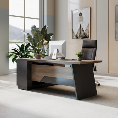 78.74" L-Shaped Executive Desk Large Office Desk w/Drawers & Storage Shelves Business Workstation for Home Office