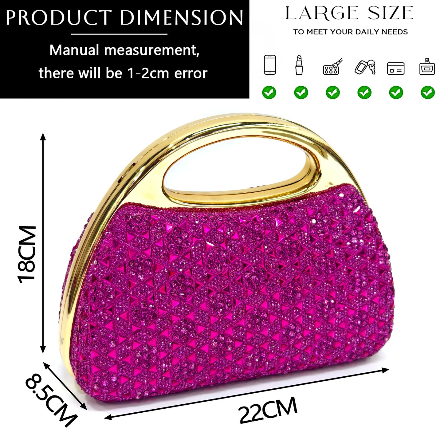 Venus Chan 2026 Women’s Italian Gold High Heels with Rhinestone Detail & Matching Bag Set - Stylish Pointed Toe Design
