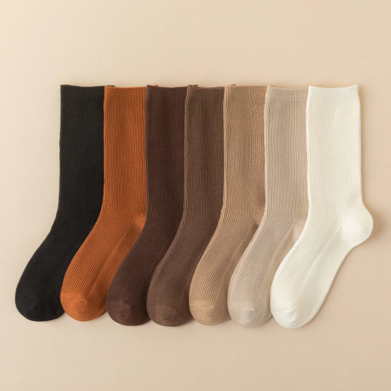 Women's Socks New Autumn Casual Simple Solid Color Winter Warm Socks For Women Korean Style Middle Tube Girls Pile Socks