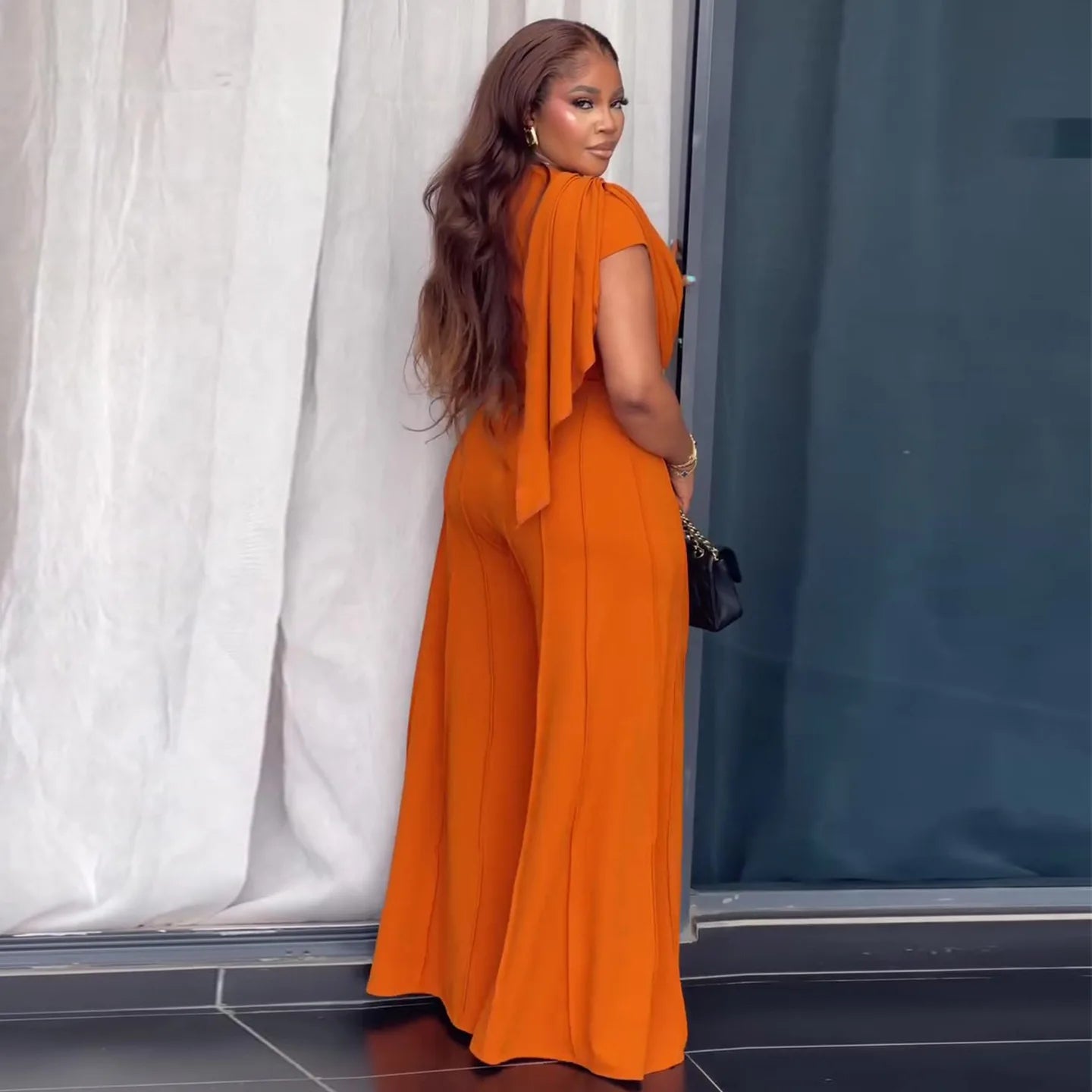 Women Shirrring Jumpsuits Mini Lenth Jumpsuit Short Sleeves V Neck Top High Waist Wide Leg Pants Casual Loose Fit 2026 Summer