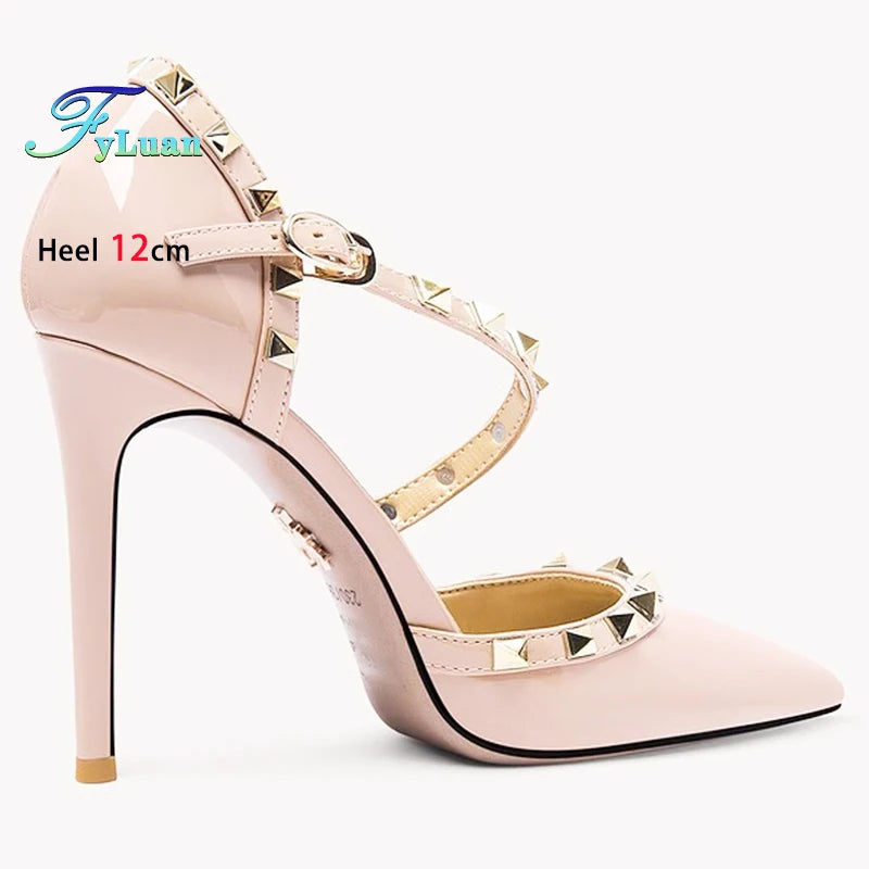 2025 Black High Heels 12cm 10cm 8cm Women's Shoes Thin Heels Pointed Head Ladies Pumps Microfiber Shallow Stiletto Banquet Shoes
