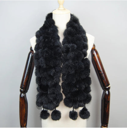 Women Winter Warm Real Rabbit Fur Scarf Hot Sale Natural Rabbit Fur Muffler 2025 Lady 100% Genuine Fur Scarves Wholesale Retail