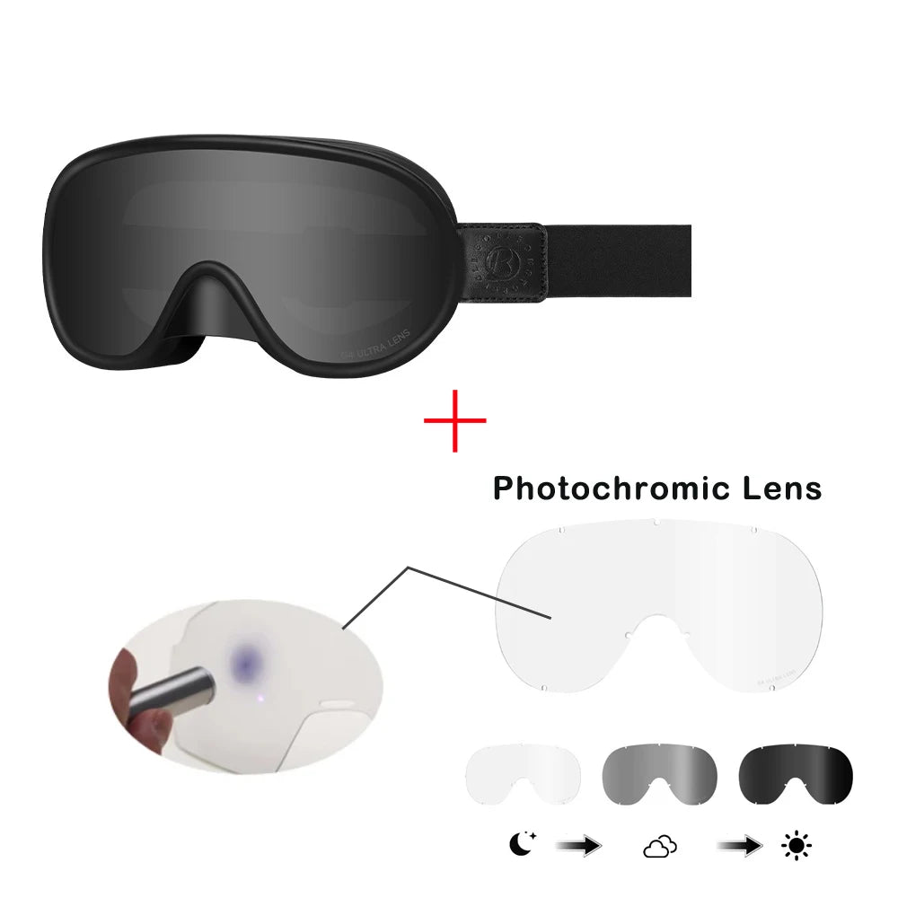Vintage Motorcycle Goggles Over Glasses Photochromic UV400 Dirt Bike Goggles for Men Women Dual-Cycle Defogging Racing Glasses