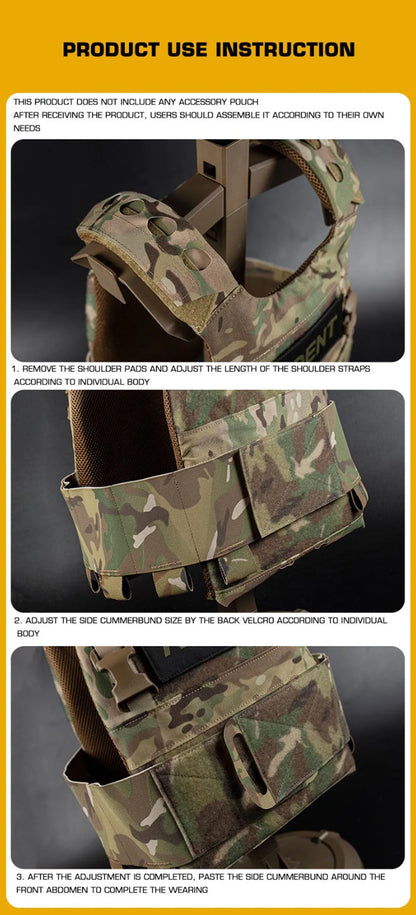Tactical Vest Ferro FCPC Low Visibility Hunting Combat Plate Carrier 25MM Buckle Expansion CS Airsoft Games Multi-Mission Gear