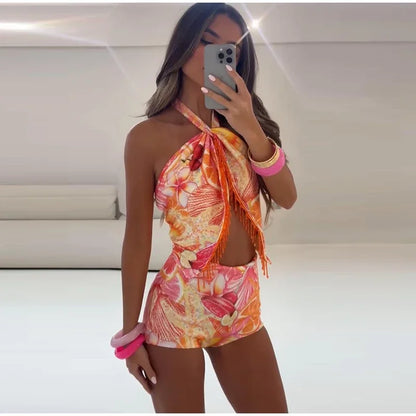 Sexy Tassel Tank Skirt Women Set Fashion Halter Sleeveless Crop Top Mini Slim Hip Package Skirts 2026 Spring Summer Lady Suit ﻿