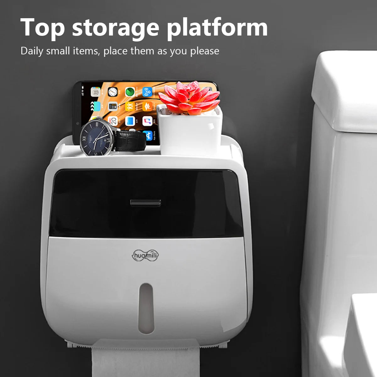 Portable Toilet Roll Paper Holder Plastic Waterproof Double Layer Paper Dispenser For Toilet Storage Box Bathroom Accessories