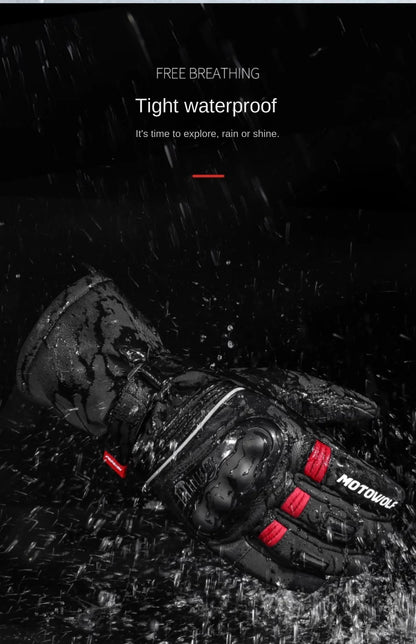 Motowolf Winter Motorcycle Riding Gloves Waterproof Leather Warm Riding Protection Gear for Motorcyclists gp Sports Accessories