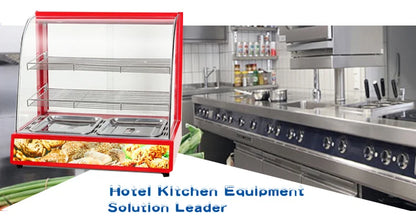Heating Display Cabinet Food Warmer Stainless Steel Commercial for Bread Warmers Pizza Warmers Global Cuisine Open Front Access