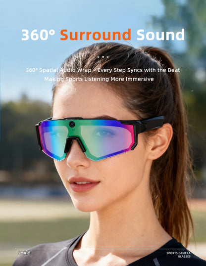 2026 AI Skiing Smart Glasses 800W HD Anti-shake Camera Action Capture Goggles Men 3D Surroud Sound AI Chat Call Sport Sunglasses
