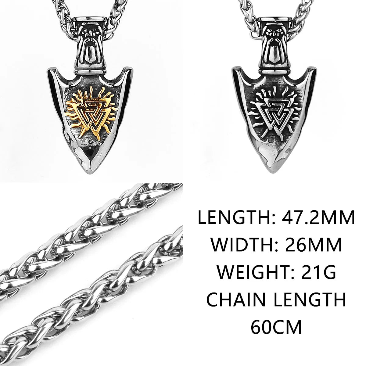 HNSP Odin Viking Rune 316L Stainless Steel Pendant Necklace For Men Chain Jewelry Accessories
