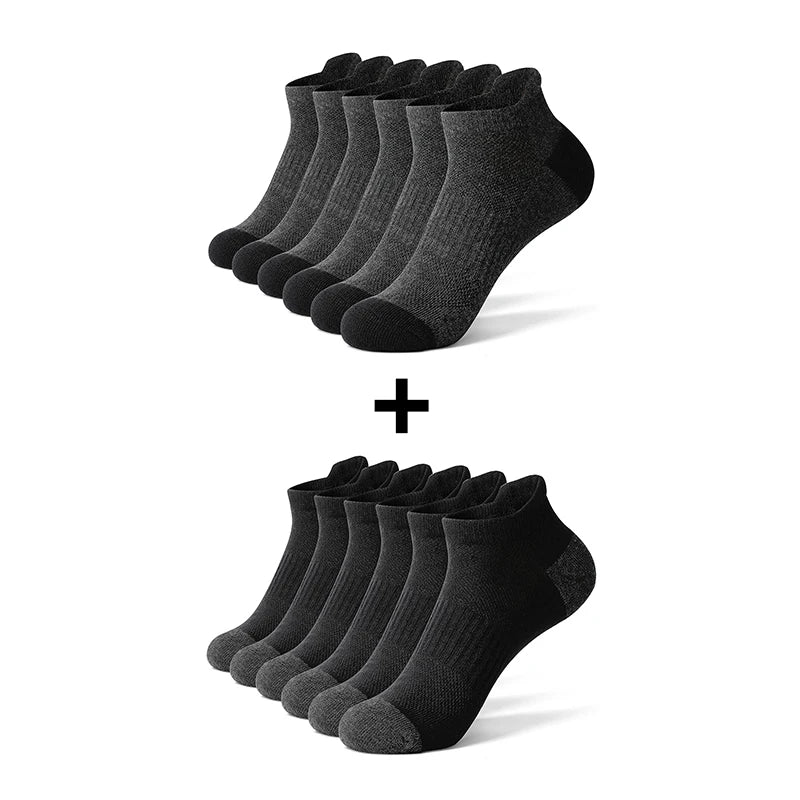 AOTOLK 6/12 Pairs Cotton Man and Women Socks Sports Solid Color Male's Short Sock Cycling Breathable Ankle Summer Running Socks
