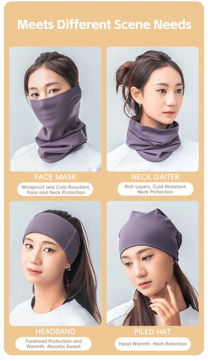 ROCKBROS Winter Warm Cycling Face Mask Windproof Thermal Fleece Bike Headband Scarf Men Women Breathable Cycling Neck Gaiter