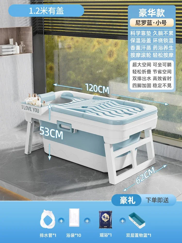 Portable Folding Bathtub for Adults hot Bath Spa Plastic Bathtubs Children Swimming pool Bucket Sauna Lid Cover House Bath Tub