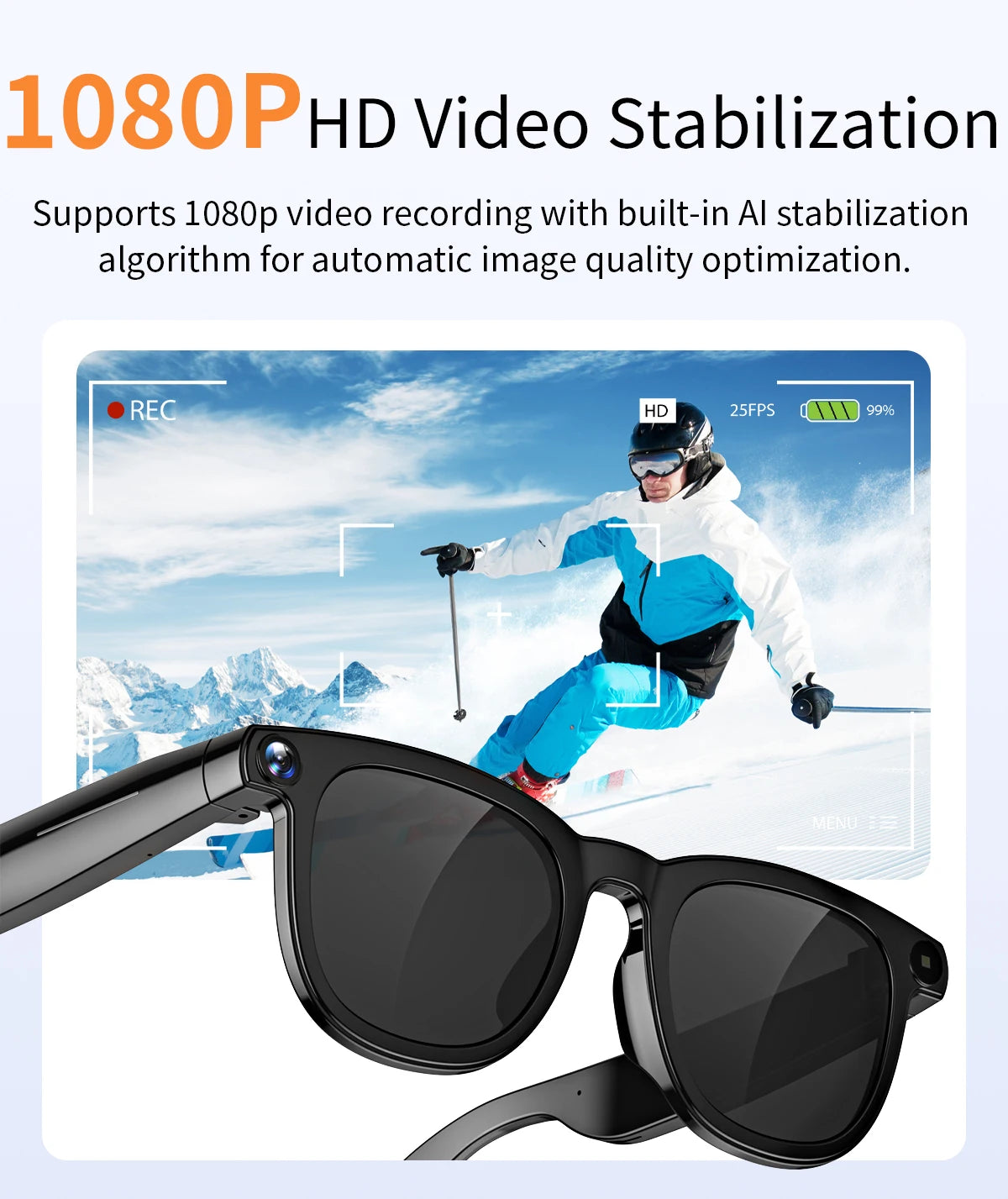 V3 AI Smart Glasses with ChatGPT, 8MP Camera Video Recording, Bluetooth Calls, Voice Wake, Music Playback Sunglasses