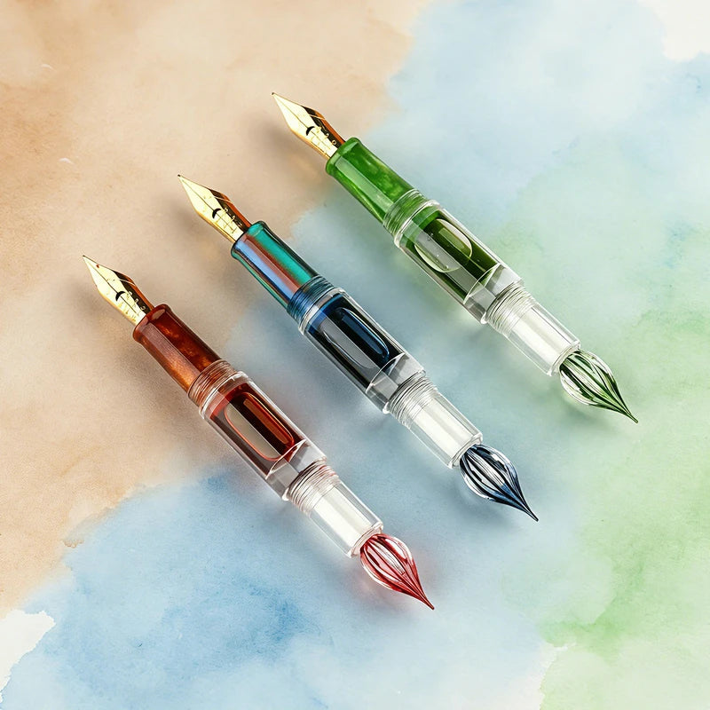 MOONMAN MN15 Beginner Copperplate Calligraphy Pen Variable Line Soft Elastic Iridium Tip Transparent Acrylic Ink Pen Gift Set