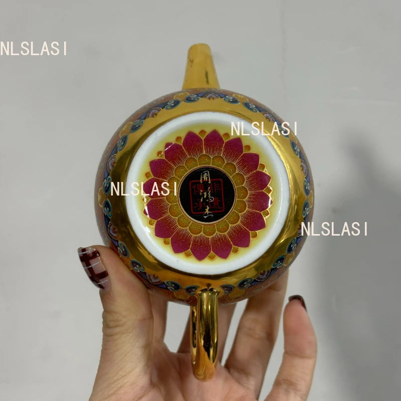 150ml Dunhuang Impression Gilded Teapot Stacked Enamel Colored Tea Infuser Household Gold Small Capacity Ball Hole Teapot
