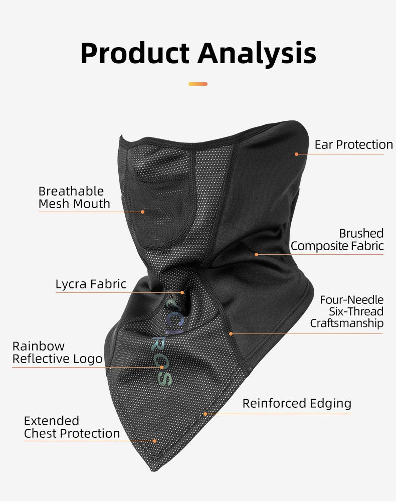 ROCKBROS Winter Warm Bike Full Face Mask Breathable Windproof Fleece MTB Road Bicycle Scarf Masks Ski Motorcycle Cycling Mask