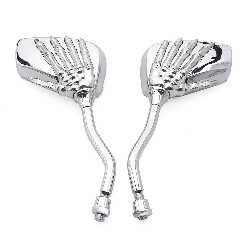 Universal Motorcycle Skull Hand Claw Rear-View Side Mirror Universal Fit Mirror Bolt For Street Sport Bike Chopper Cruiser