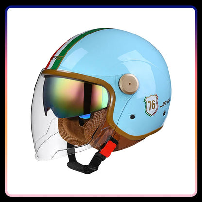 Retro Open Face Motorcycle Helmet Daul Lens DOT ECE Approved Vintage Jet Helmet 3/4 Open Half Helmet for Scooter Curiser Chopper