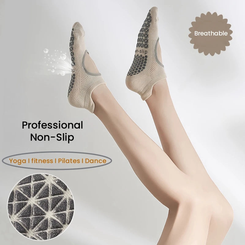 2/6 Pairs Women's Short Open Instep Yoga Socks Indoor Non-slip Floor Socks Adult Pilates Sports Socks