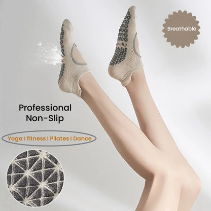 2/6 Pairs Women's Short Open Instep Yoga Socks Indoor Non-slip Floor Socks Adult Pilates Sports Socks