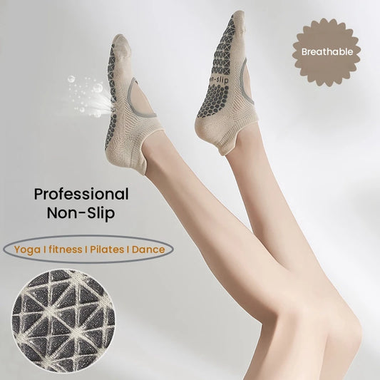 2/6 Pairs Women's Short Open Instep Yoga Socks Indoor Non-slip Floor Socks Adult Pilates Sports Socks