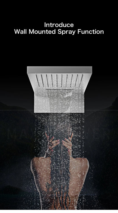 Gun gray brass luxury LED digital display constant temperature shower system embedded ceiling hot and cold water bathroom mixer