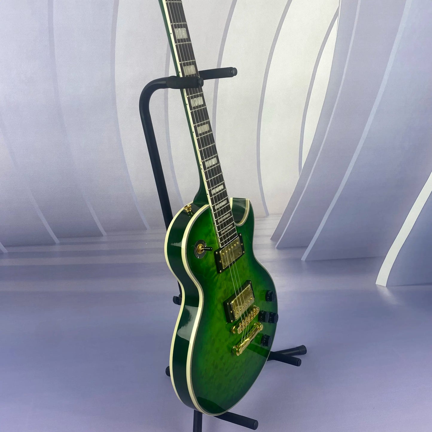 Shipped from the USA Brand New 6-String Green Big Flower Custom Electric Guitar