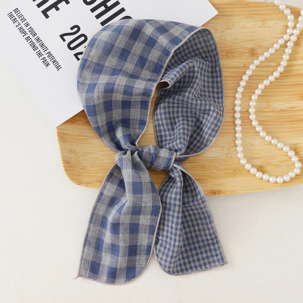 British Cotton Skinny Plaid Scarf Fashionable Outfit Hairband Necktie Scarf Small Shawl Headscarf Neck Protection Scarf 11X120cm