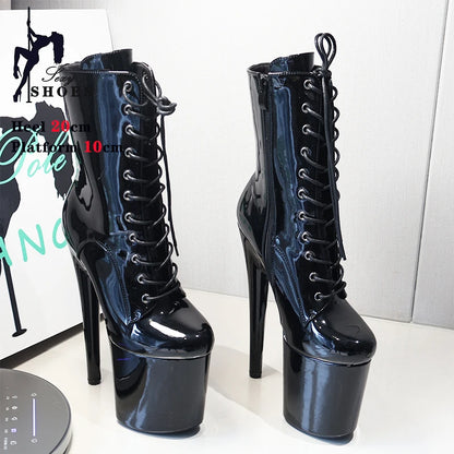 Fast Shipping NEW Black 8 Inch High Platform Stripper Heels Pole Dancing Ankle Boots Sexy Knight Female High Heels Ladies Shoes