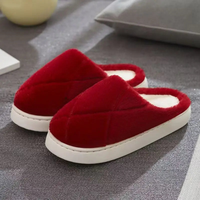 2025 Winter Plush Slippers - Cozy Non-Slip Indoor Warm House Shoes, Cute Lightweight Couple's Unisex Thick Sole Home Slippers