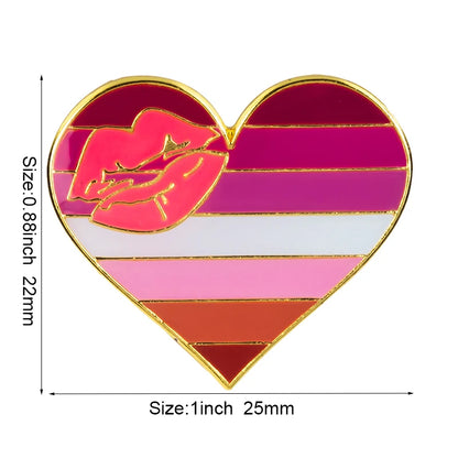 10pcs a lot Rainbow Pride Heart Shaped  Badge Symbol Pin Metal Badges Decorative Brooch Pins for Clothes Brooch Jewelry