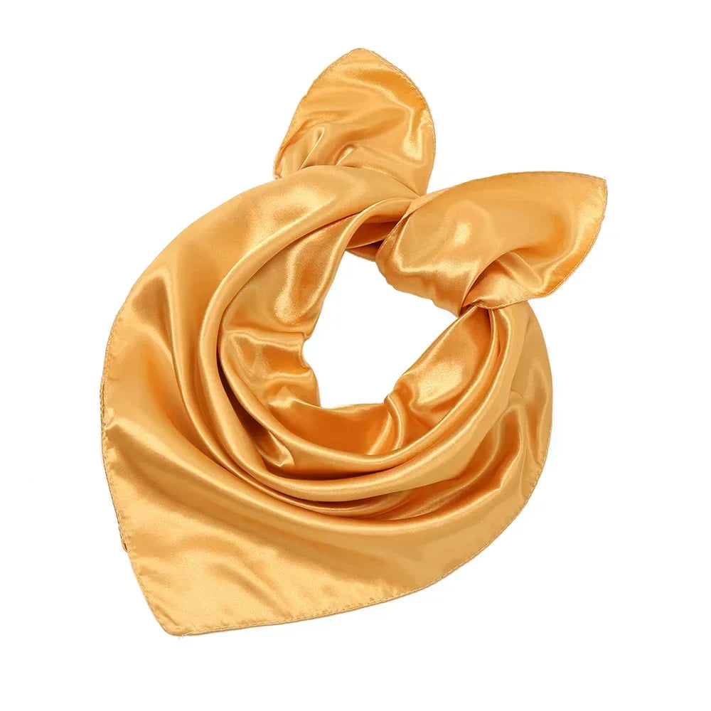 60x60cm Solid Colors Neckerchief Scarf For Women Silk Satin Headband Hair Scarves Female Square Shawls Head Scarfs