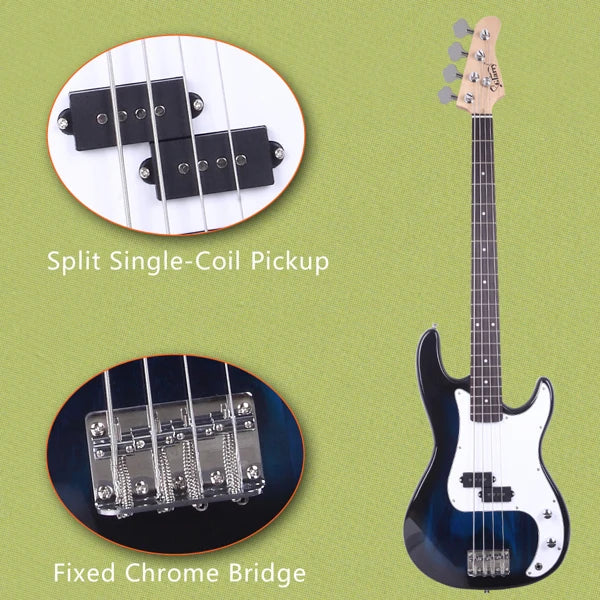 Electric Bass Guitar 4 Strings 20 Frets Electric Bass Set Electric Bass with Belt Cable and Wrench Tool