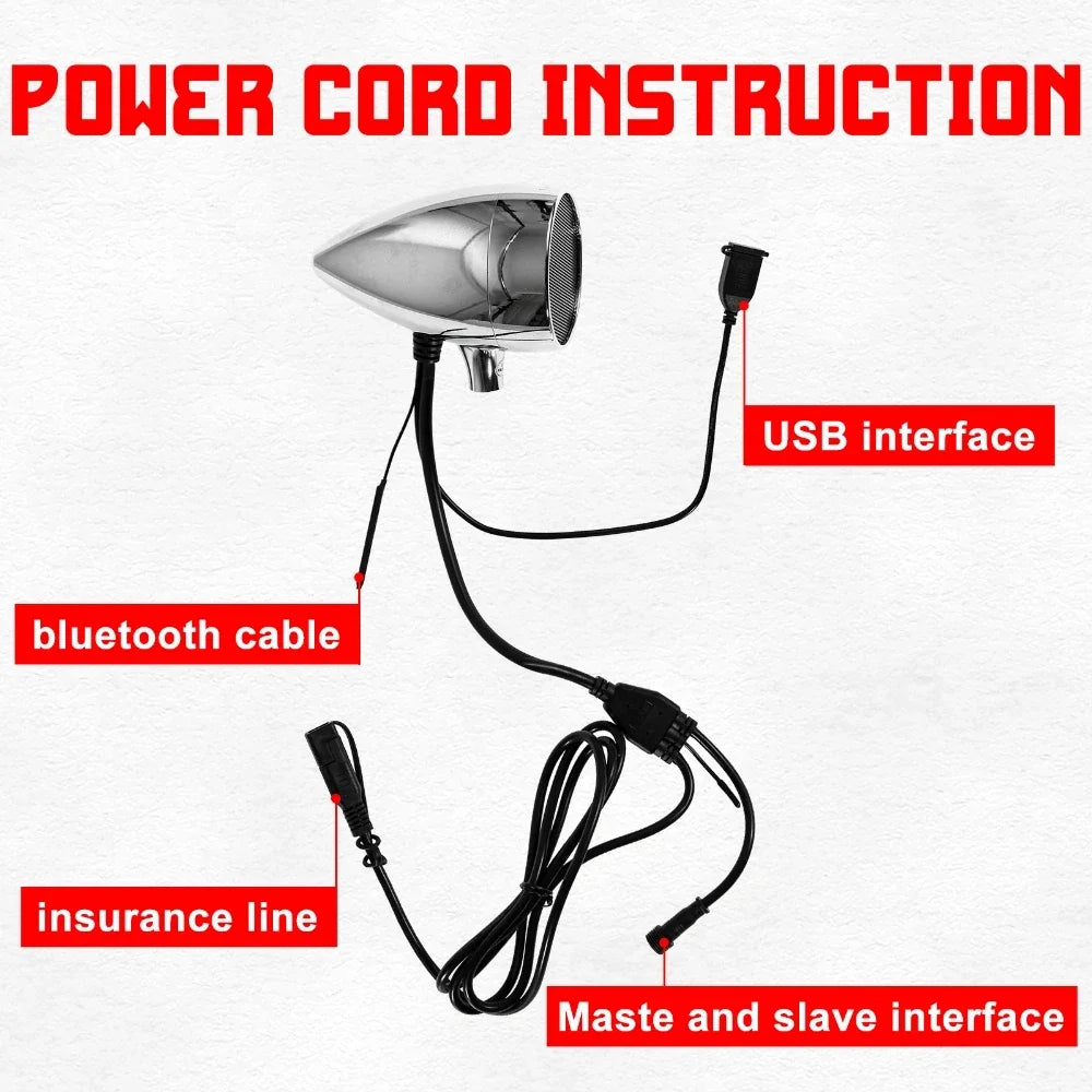 3inch Motorcycle Audio bluetooth/USB high-power audio with remote control for 26-33mm Handlebar Guard Bar Support MP3/WMA/WAV