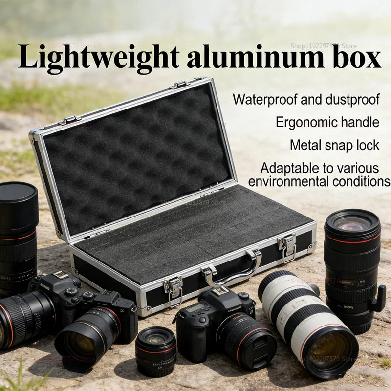 Heavy Duty Aluminum Tool Box with Safety Locks Impact-Resistant Exterior and Protective Sponge Interior for secure Tools Storage