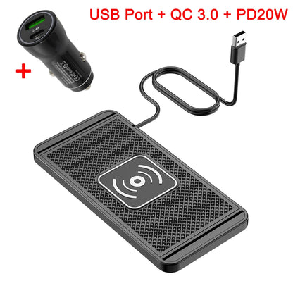 Car Wireless Charger Silicone Non Slip Pad for iPhone 15 14 13 12 Samsung Car Wireless Phone Chargers Fast Charging Station