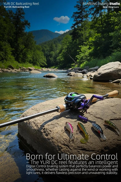BEARKING YURI-DC Baitcasting Reel 5+1BB 7.1:1 158g Carbon Frame G1 Aluminum Gear Intelligent DC Brake Felt Drag Washer