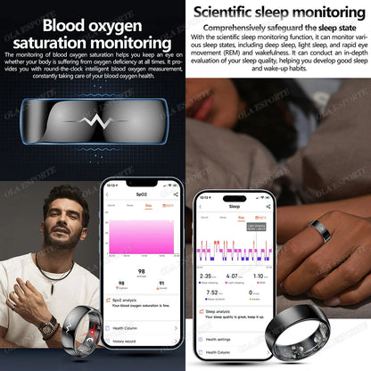New ECG Smart Ring Men Women Bluetooth Blood Heart Rate Blood Oxygen Health Monitoring Multi Sports 5ATM Waterproof smartring