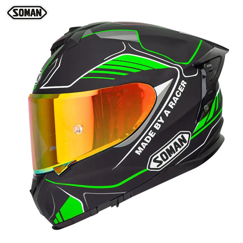 SOMAN ECE Motorcycle Helmet Adjustable Double Lenses Full Face Helmet Motocross Head Protection Anti-Fall Biker Motorbike Helmet