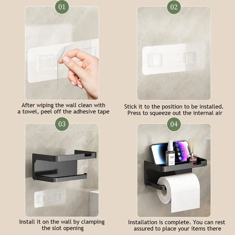 Toilet Storage Case Bathroom Tissue Box No-Drill Paper Rack Small Organizer Household Items Durable Stand Tissue Box Holder