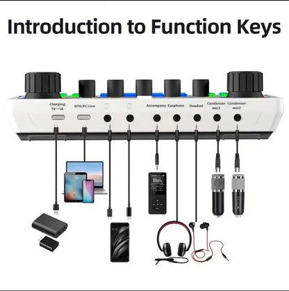 X50 Podcast Recording Equipment with Podcast Mixer Sound Card for Live Streaming Voice Changer DJ Audio Mixer Interface