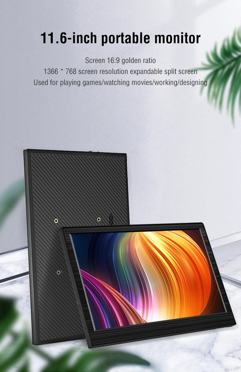 11.6 Inch Portable Monitor HDMI-Compatible Laptop second screen Gaming Extended Display For Switch/PS4/Xbox/Raspberry Pi