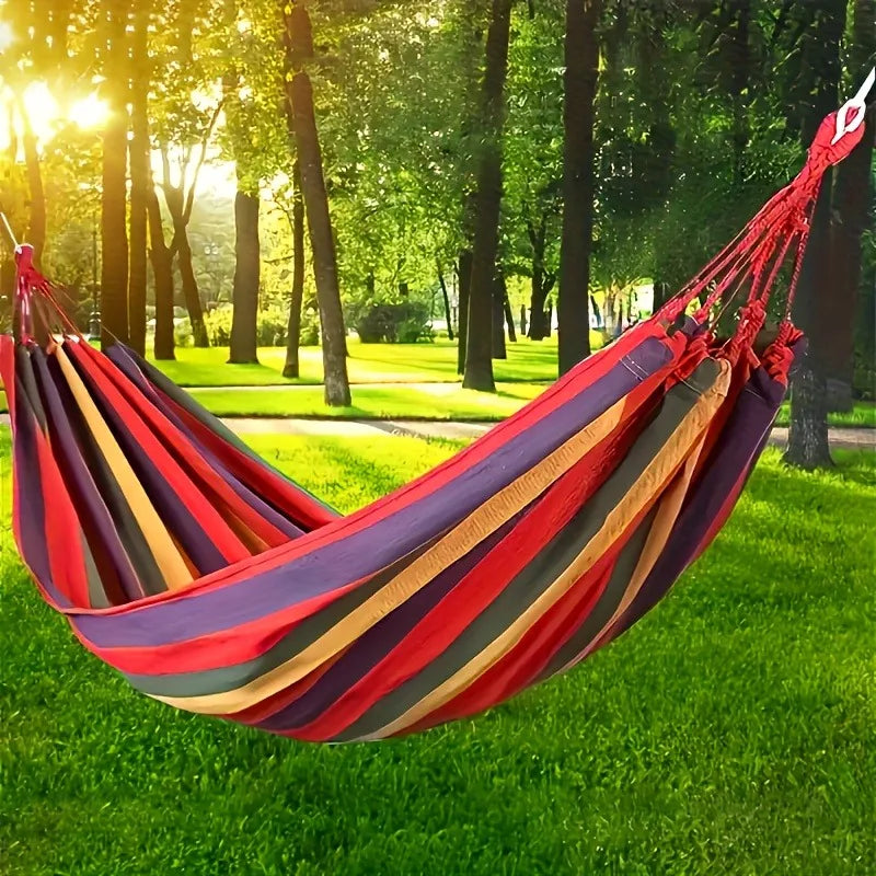 Outdoor Camping Essential 1 Portable Woven Canvas Hammock with Storage Bag Anti Rollover Indoor Outdoor for Patio Garden Camping